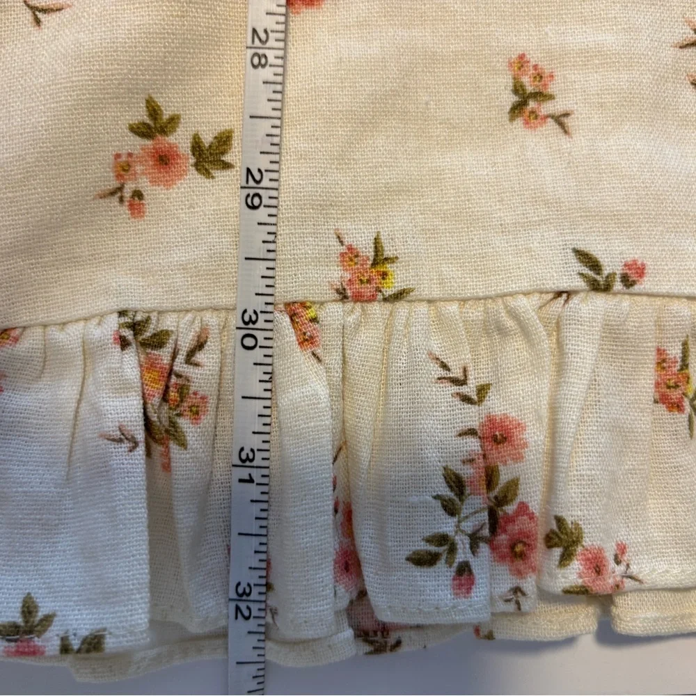 Mahina Cream Floral Linen-Blend Dress – Bustier Top, Smocked Back, Size Small - Picture 10 of 12